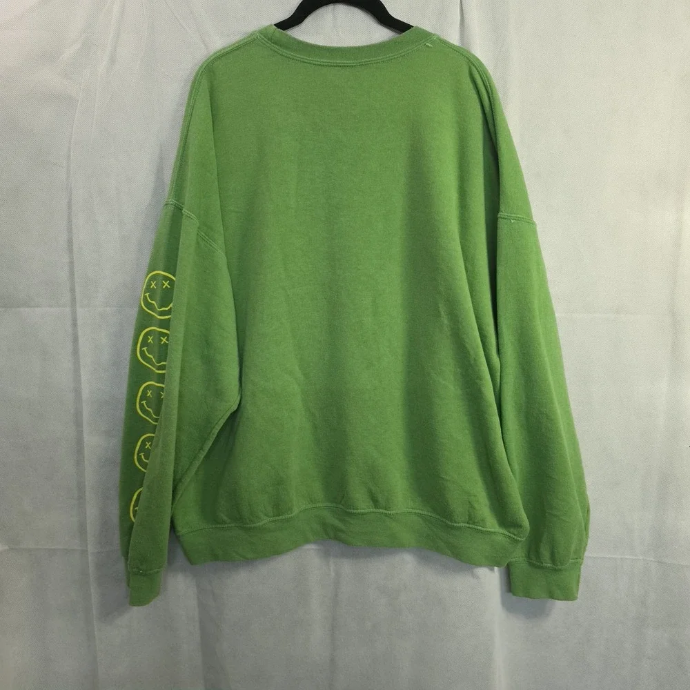 Nirvana Green Crewneck Oversized Sweatshirt Size S/M Smiley Face